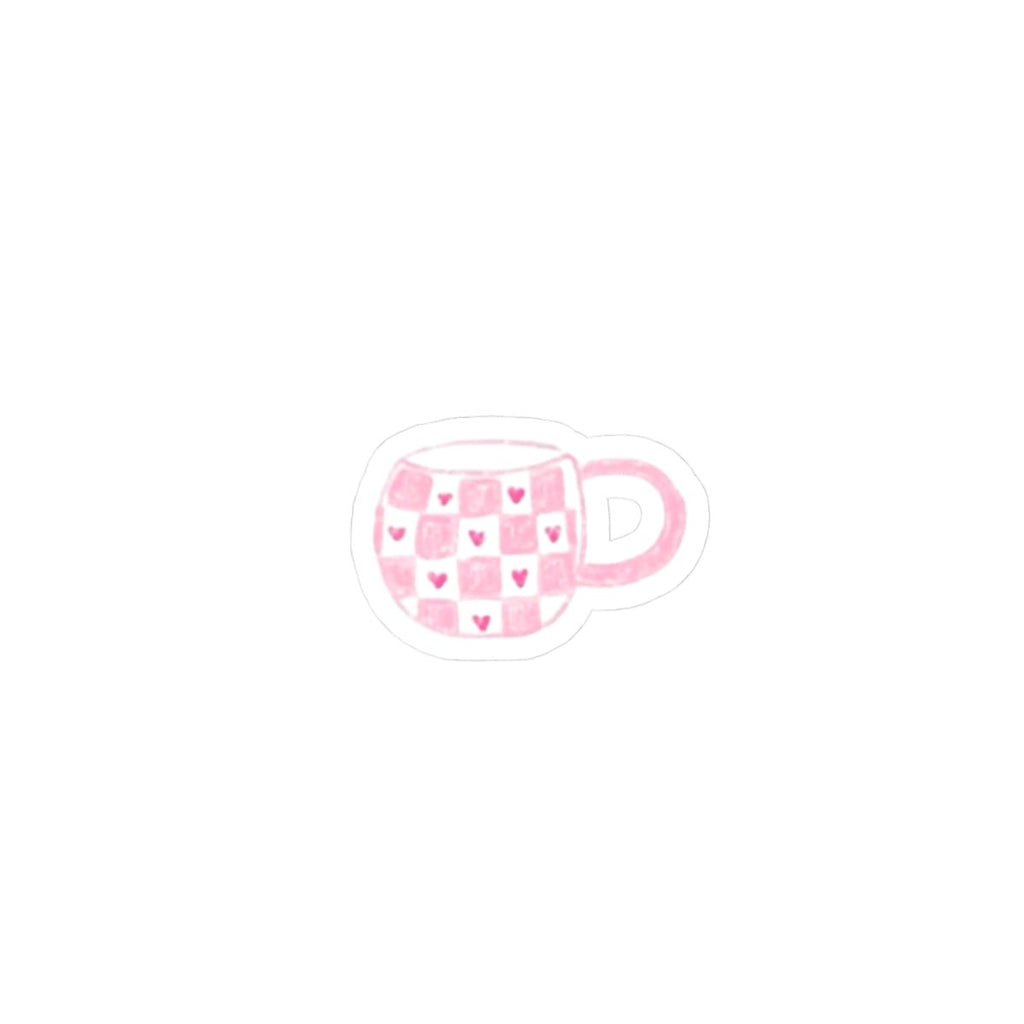 Pink heart patterned mug sticker