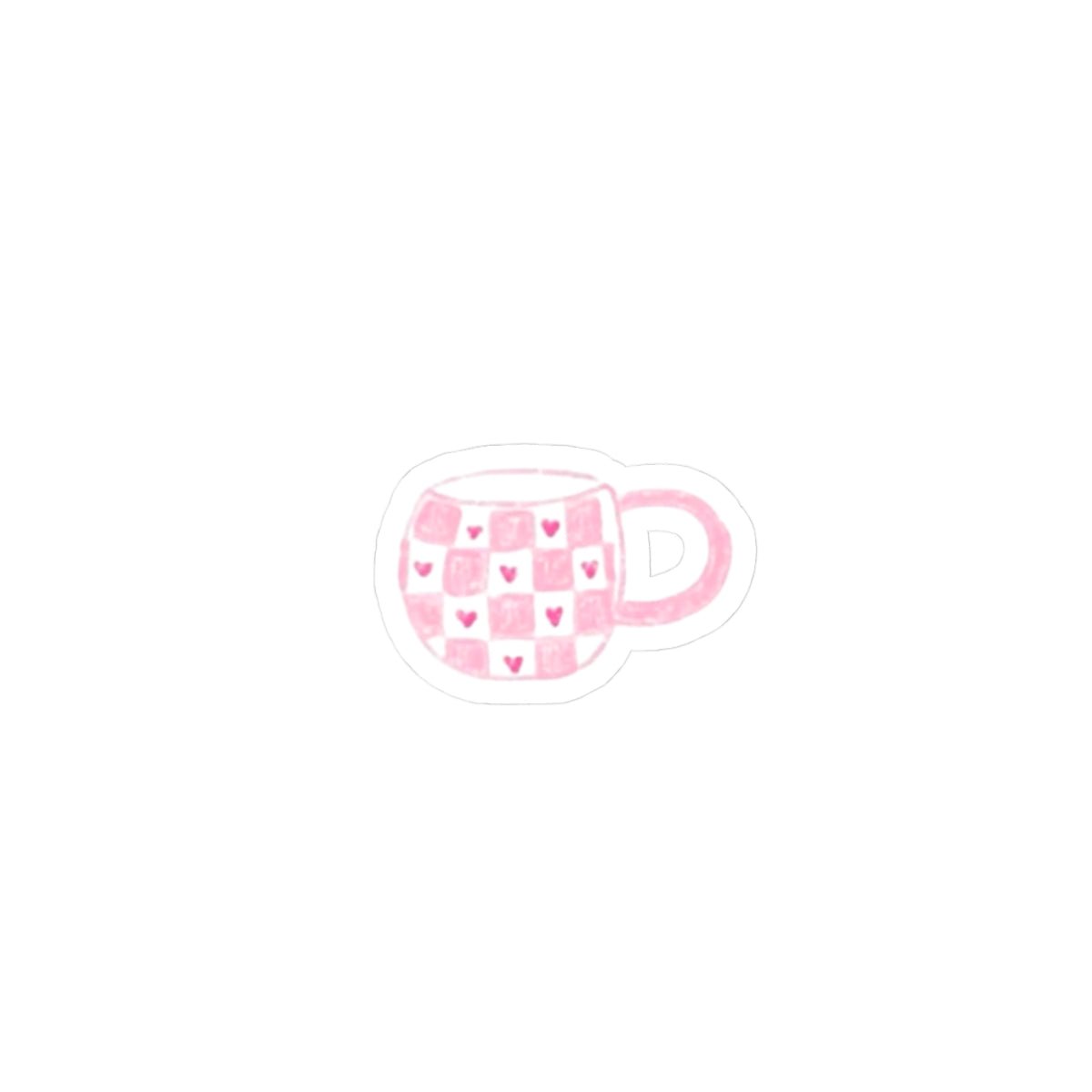Pink heart patterned mug sticker