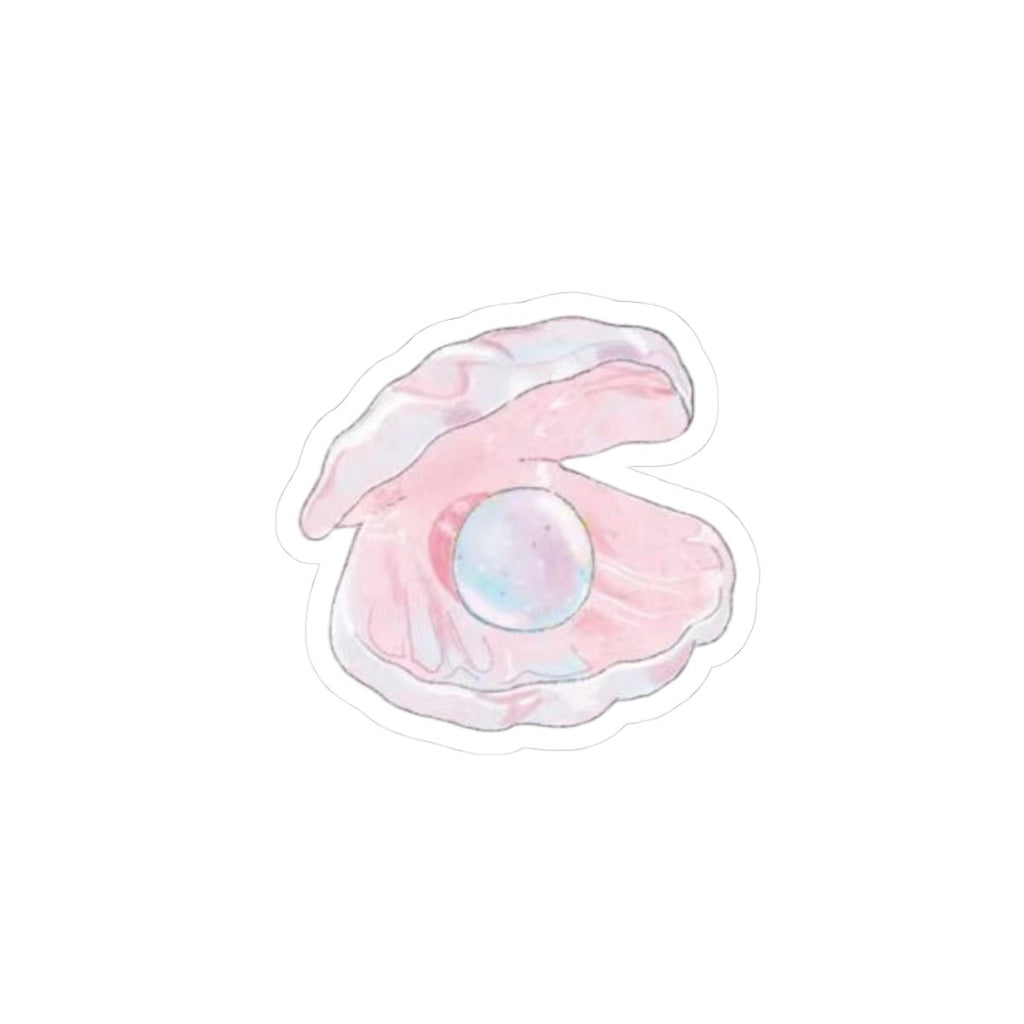Pink shell sticker with a blue iridescent center
