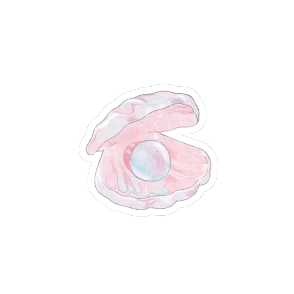 Pink shell sticker with a blue iridescent center