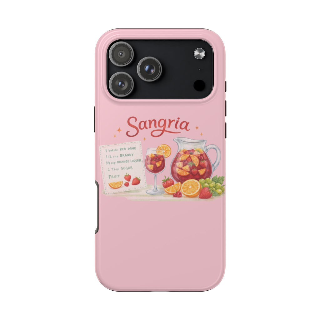Pink sangria phone case showing rear camera cutouts and sangria drink graphic