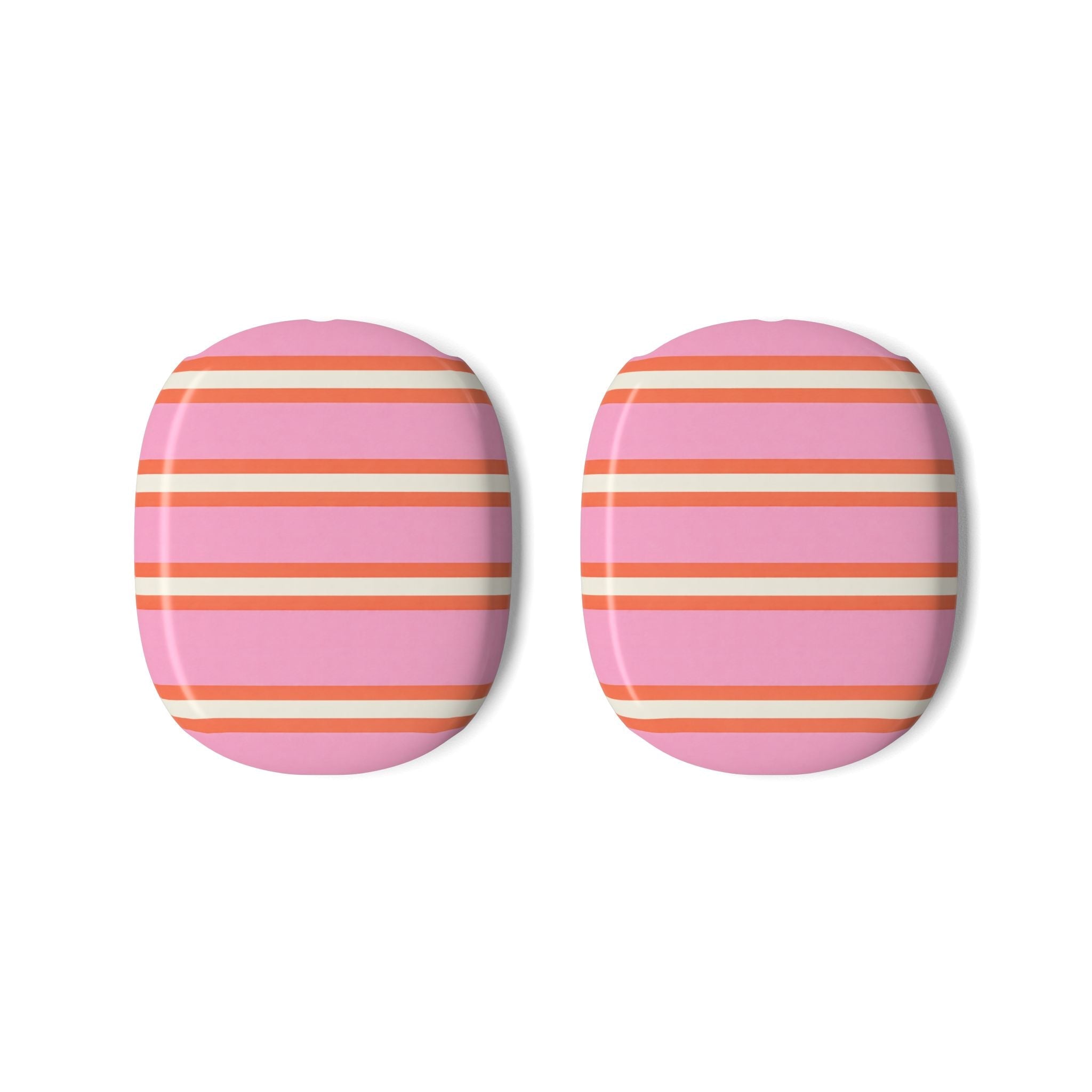AirPods Max ear cup covers: two pink panels with orange and white stripes