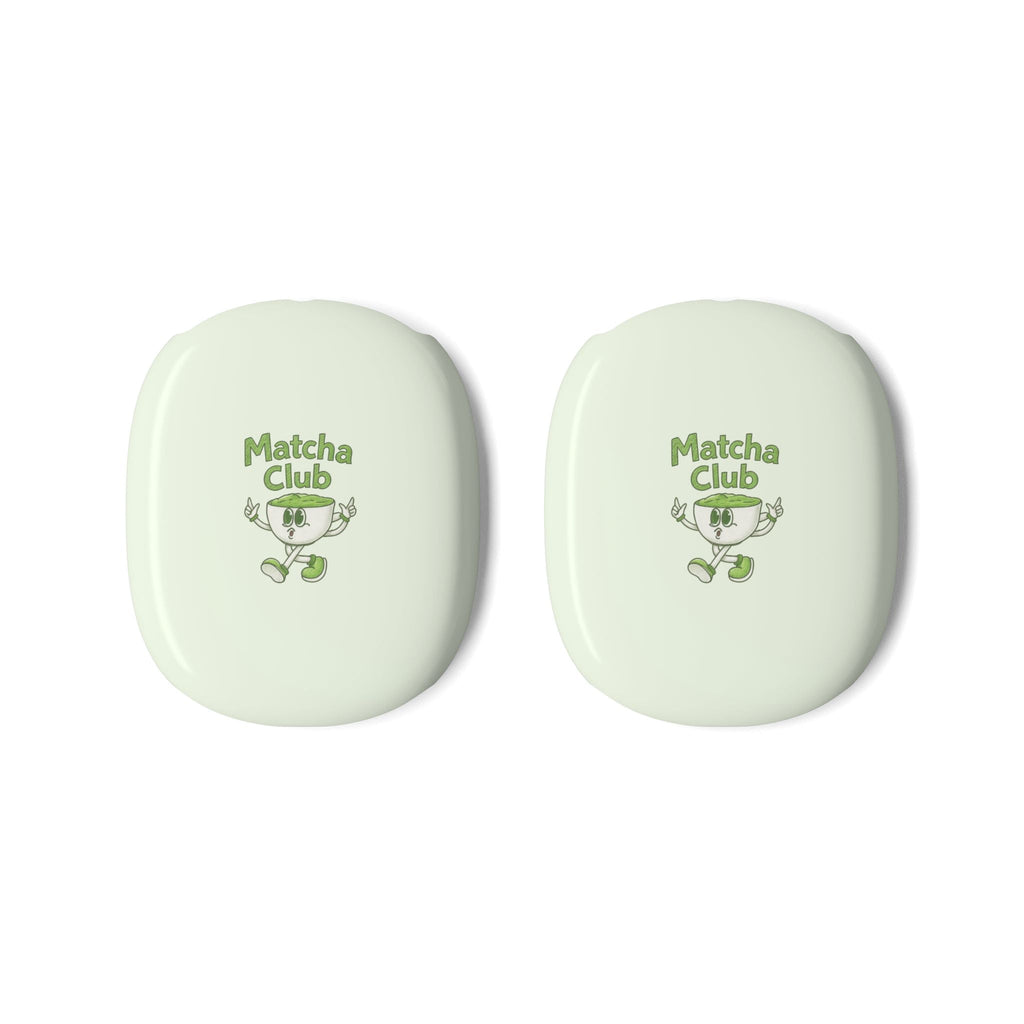Light mint ear cup covers with Matcha Club logo, set of 2 for AirPods Max