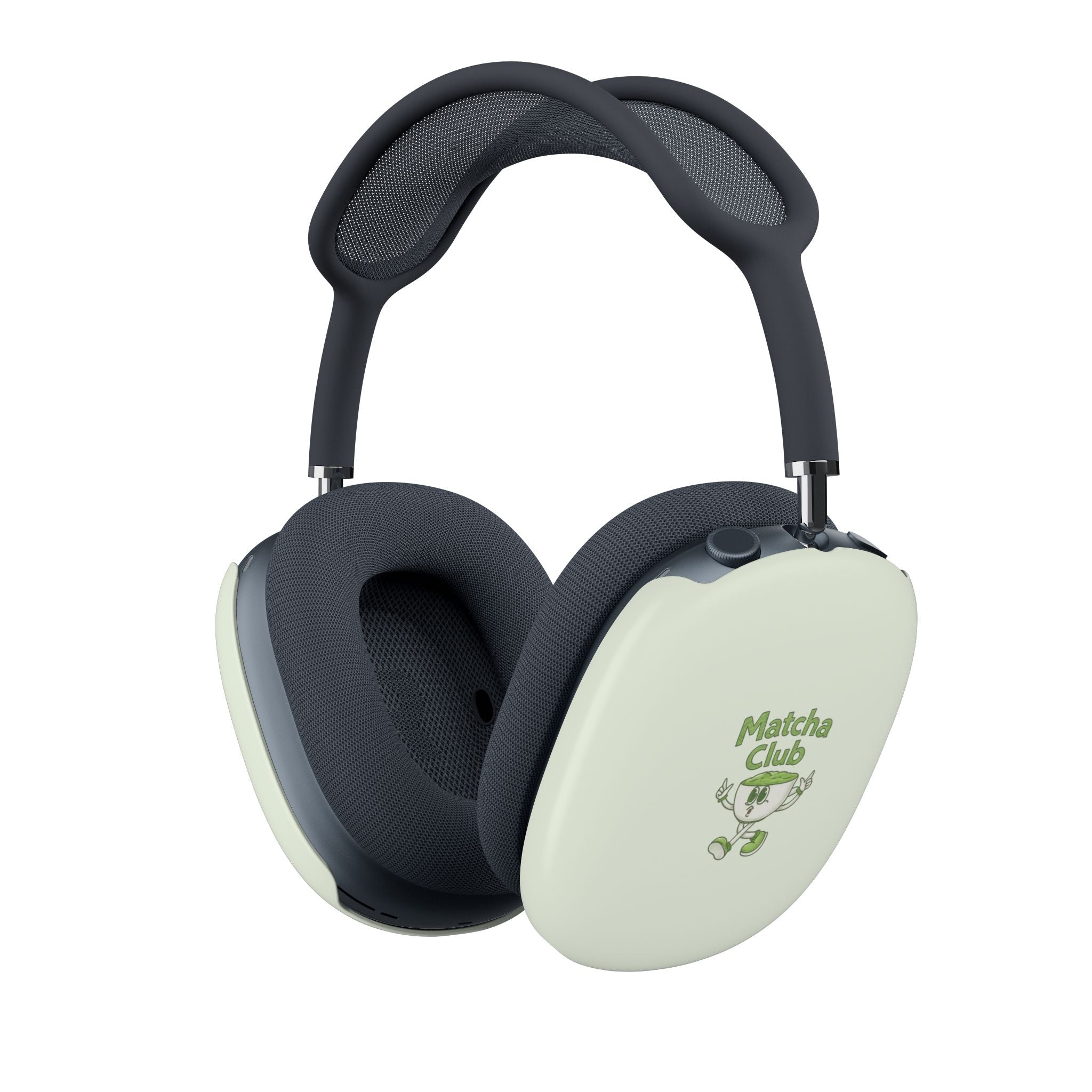AirPods Max case covers, light mint with Matcha Club logo on ear cups