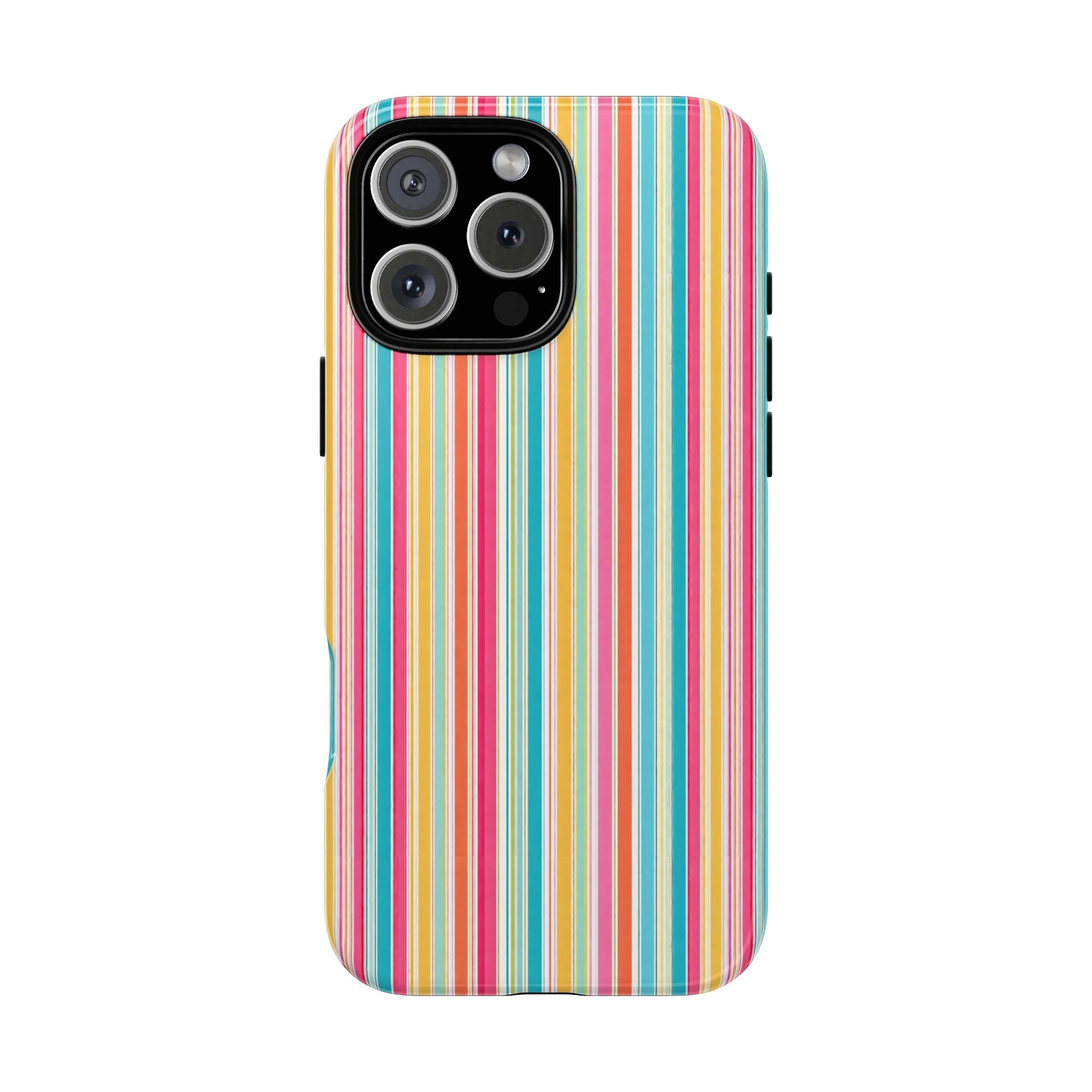 Multicolor vertical stripe phone case with camera cutout