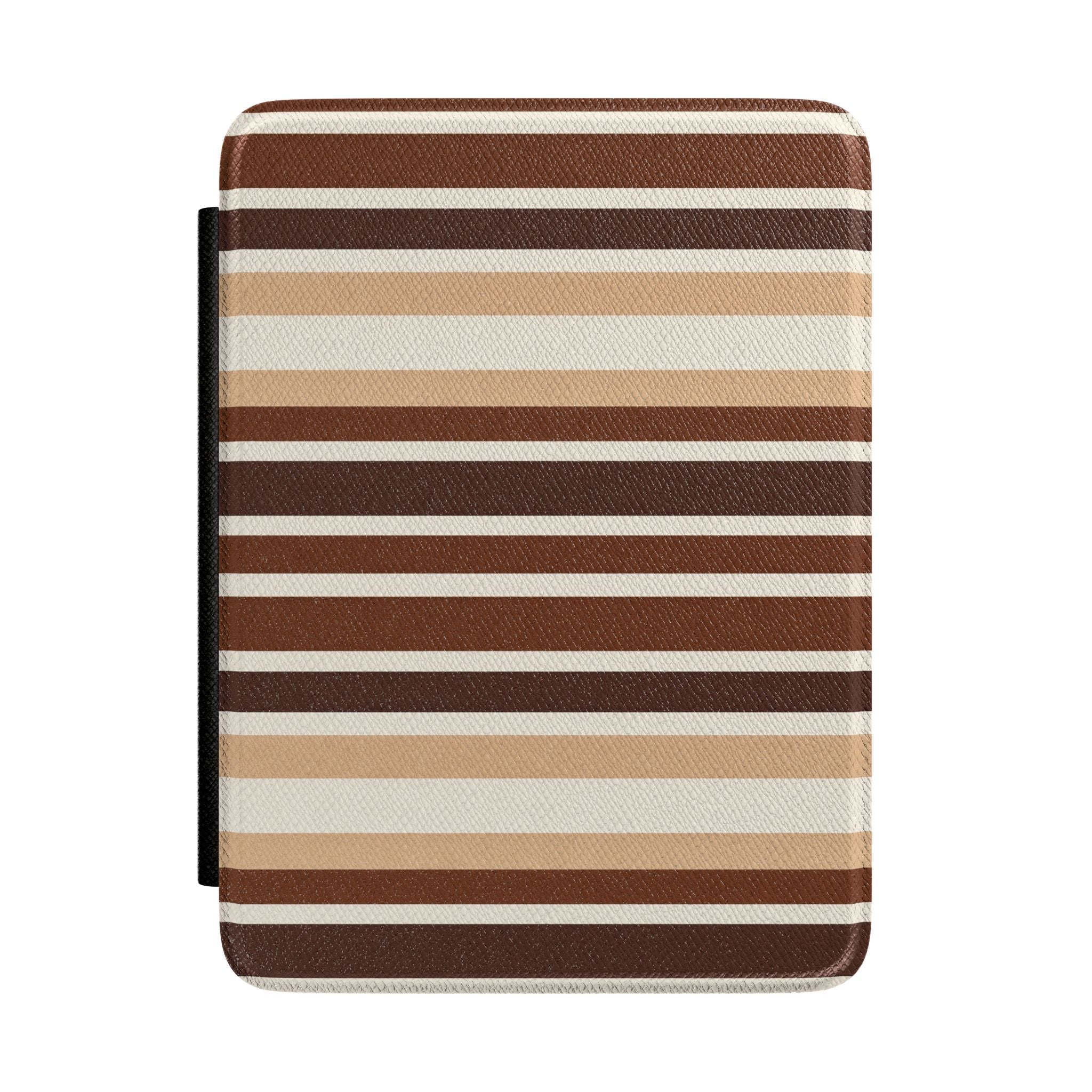 MILANO truffle stripes hardcover Kindle case, horizontal brown and cream bands