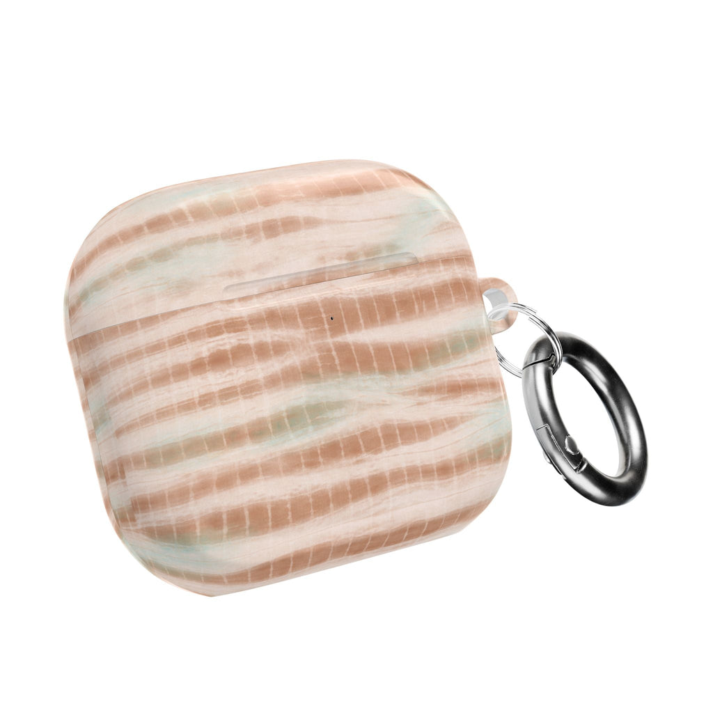 Neutral coastal wash AirPod case with metal key ring