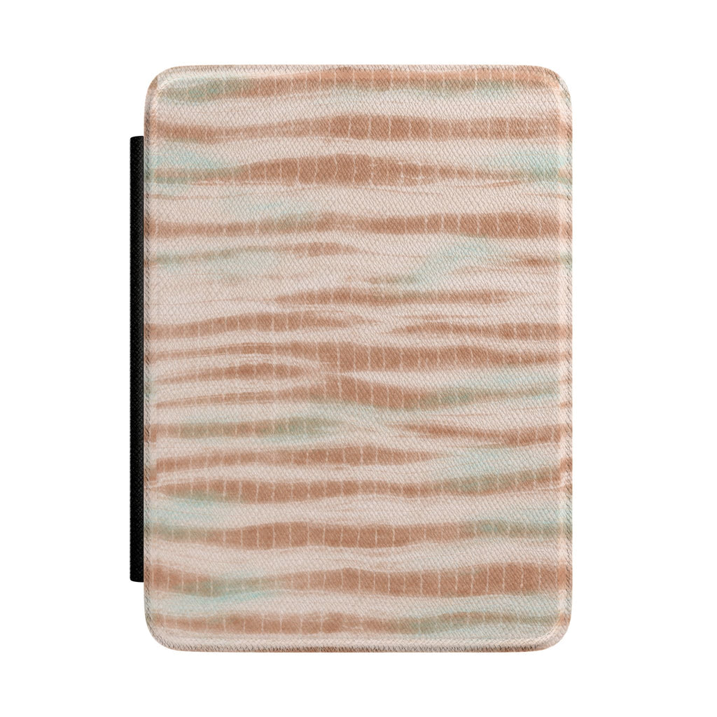 Hardcover Kindle case with pastel horizontal stripes and black side cover