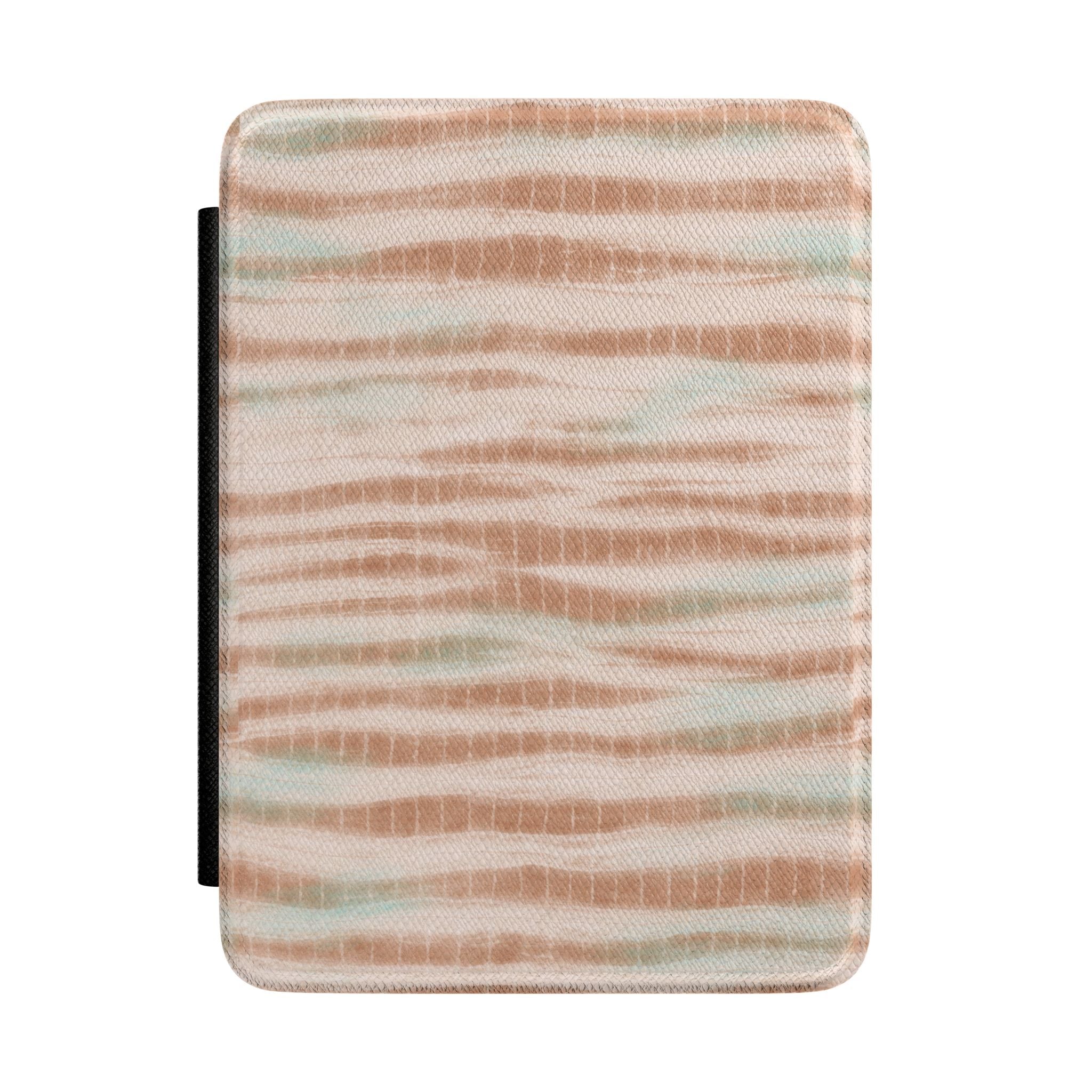 Hardcover Kindle case with pastel horizontal stripes and black side cover