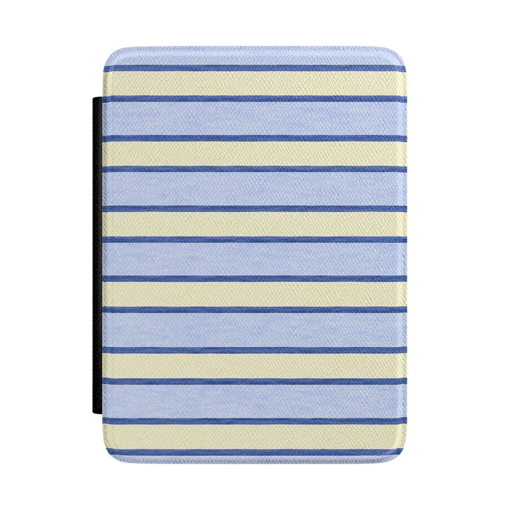 NEWPORT BEACH striped Kindle hardcover case, blue and beige horizontal stripes