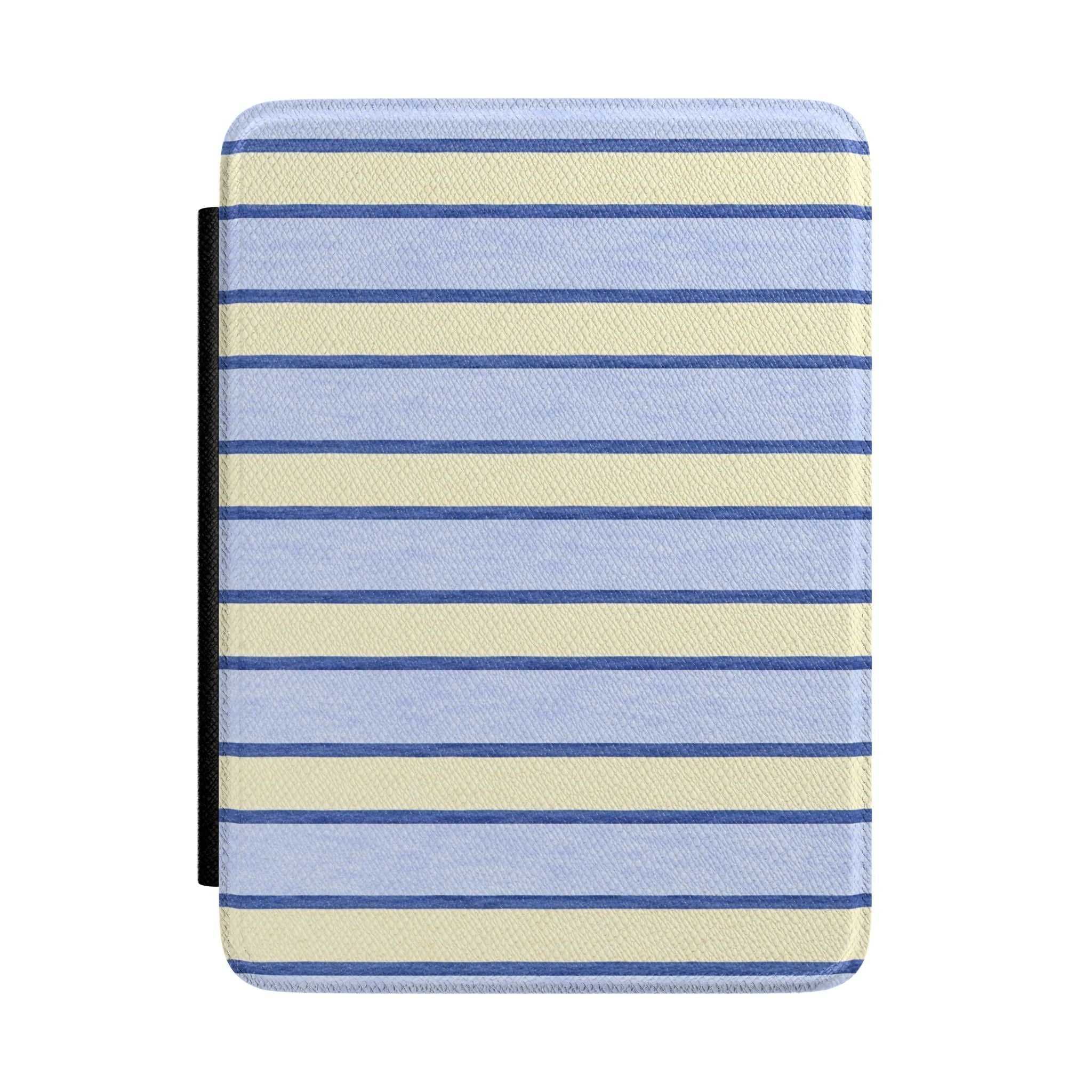NEWPORT BEACH striped Kindle hardcover case, blue and beige horizontal stripes