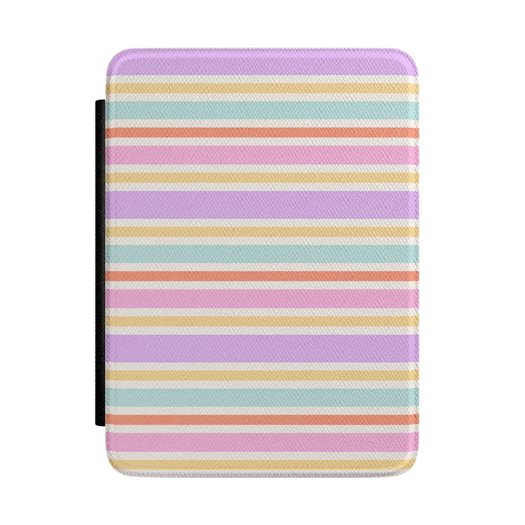 Pastel striped hardback Kindle case with black side panel