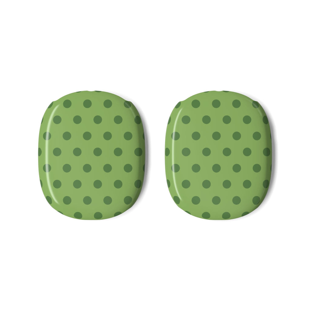 Pair of AirPods Max case covers, olive green with dot pattern (right and left)