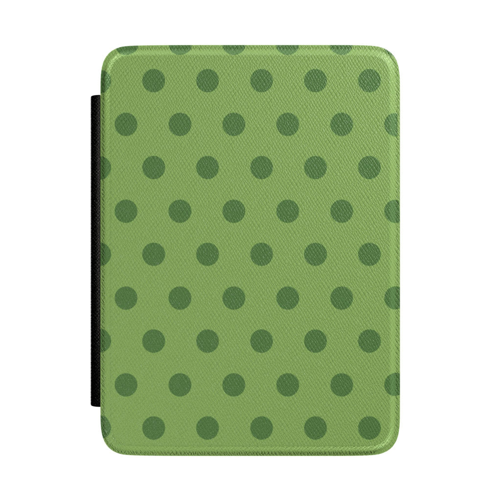 Olive polka dot hardcover Kindle case with black side strap