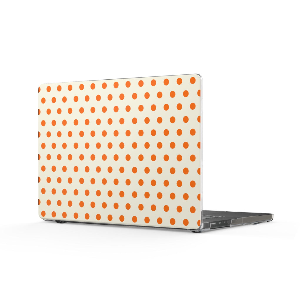 Orange and cream polka dot hard shell MacBook cover