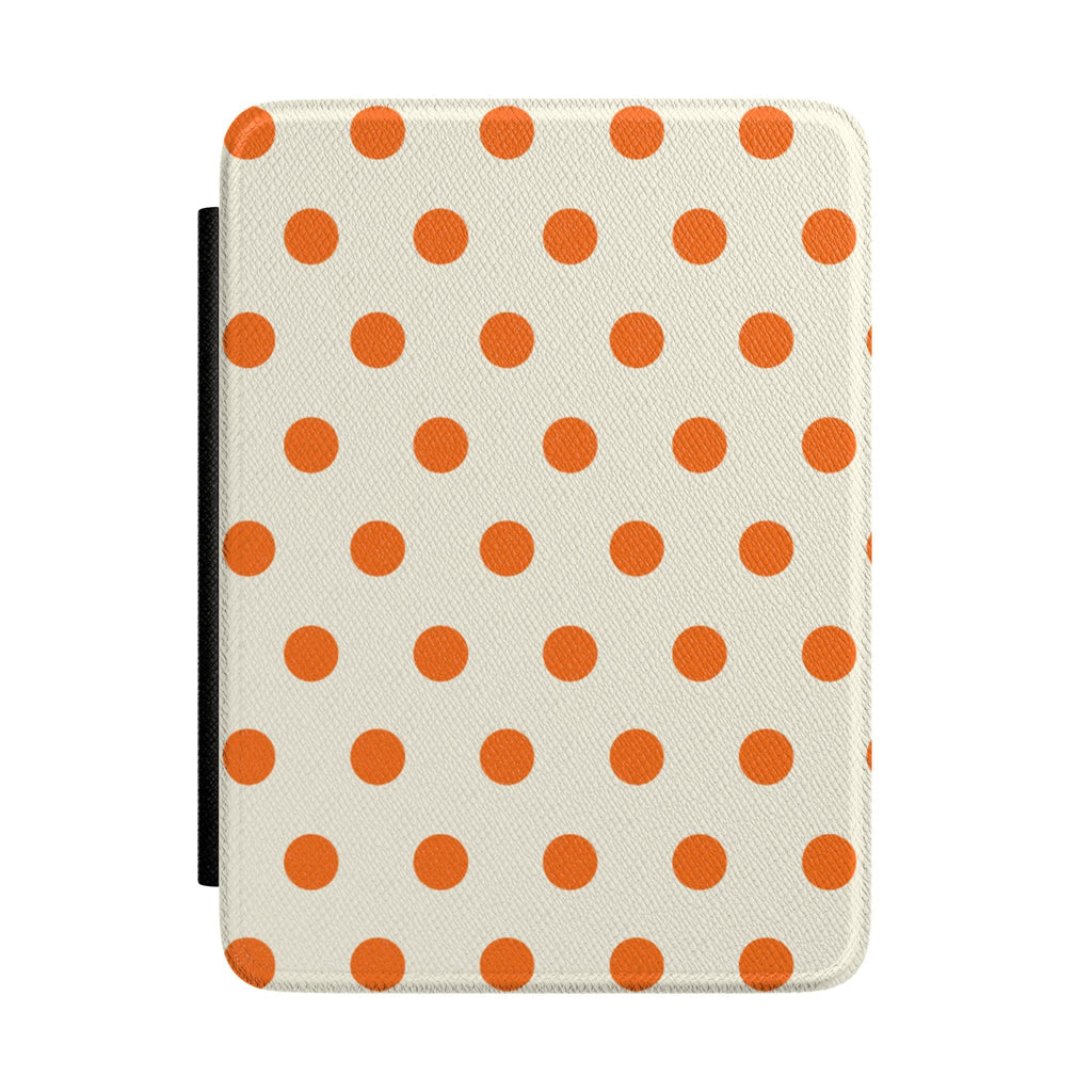 Cream Kindle hardcover case with orange polka dots