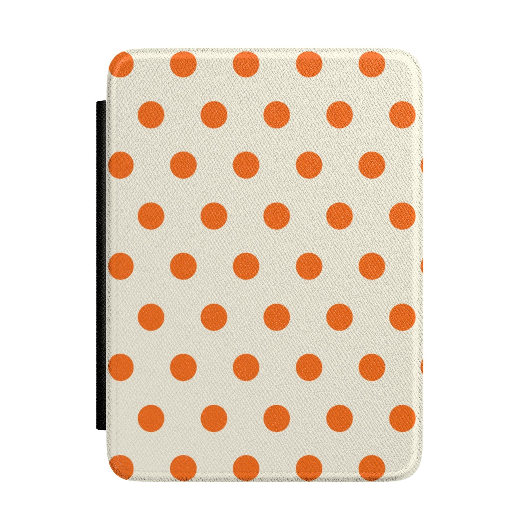Cream Kindle hardcover case with orange polka dots