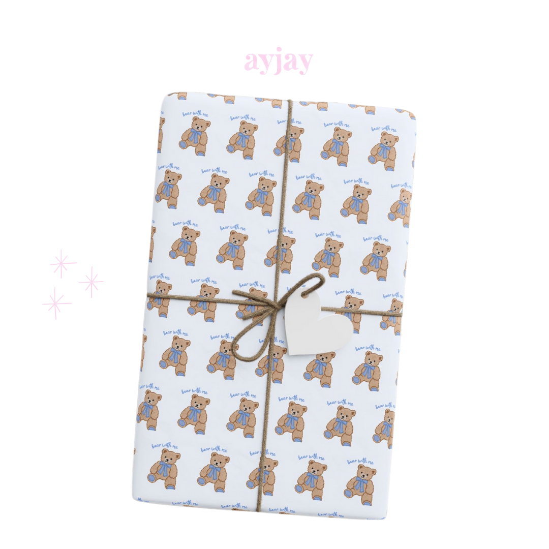 BLUE TEDDY BEAR WITH ME WRAPPING PAPER ROLL