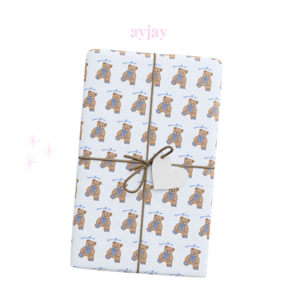 BLUE TEDDY BEAR WITH ME WRAPPING PAPER ROLL