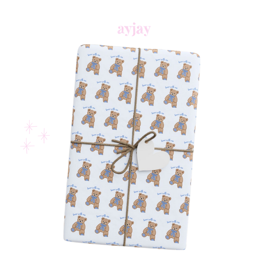 BLUE TEDDY BEAR WITH ME WRAPPING PAPER ROLL