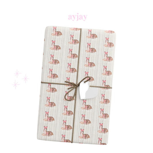 SWEATER KNIT BOW DEER WRAPPING PAPER ROLL