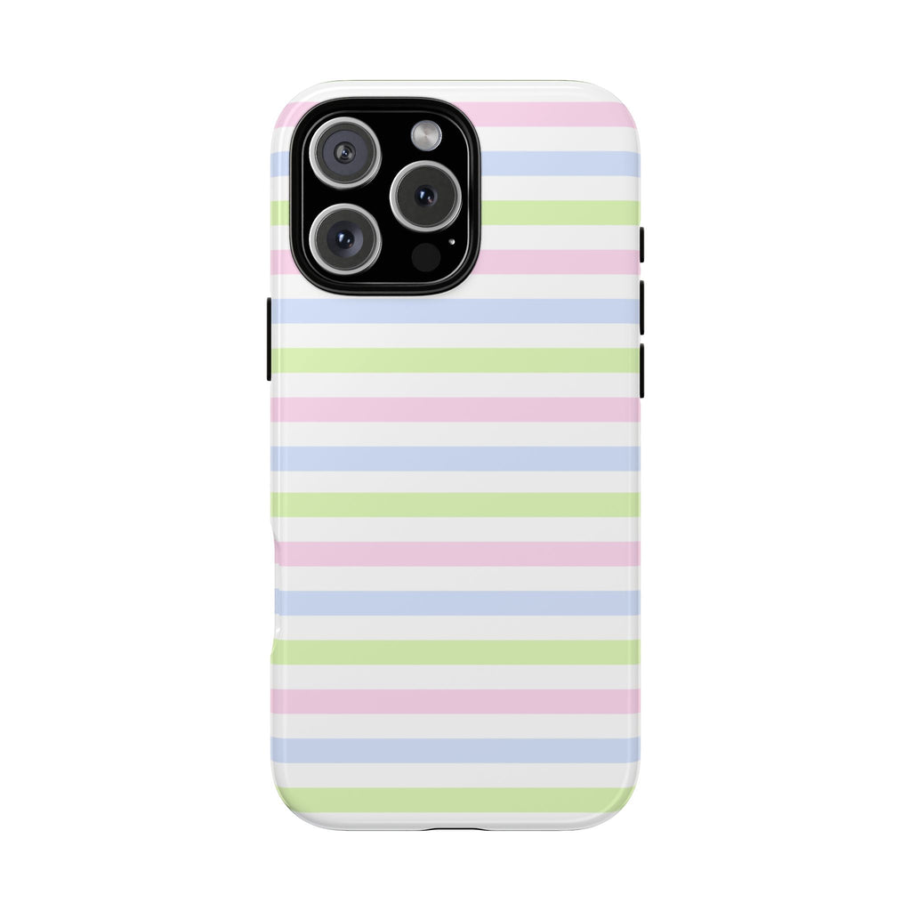 Pastel popsicle stripes phone case with camera cutouts, colorful horizontal bands