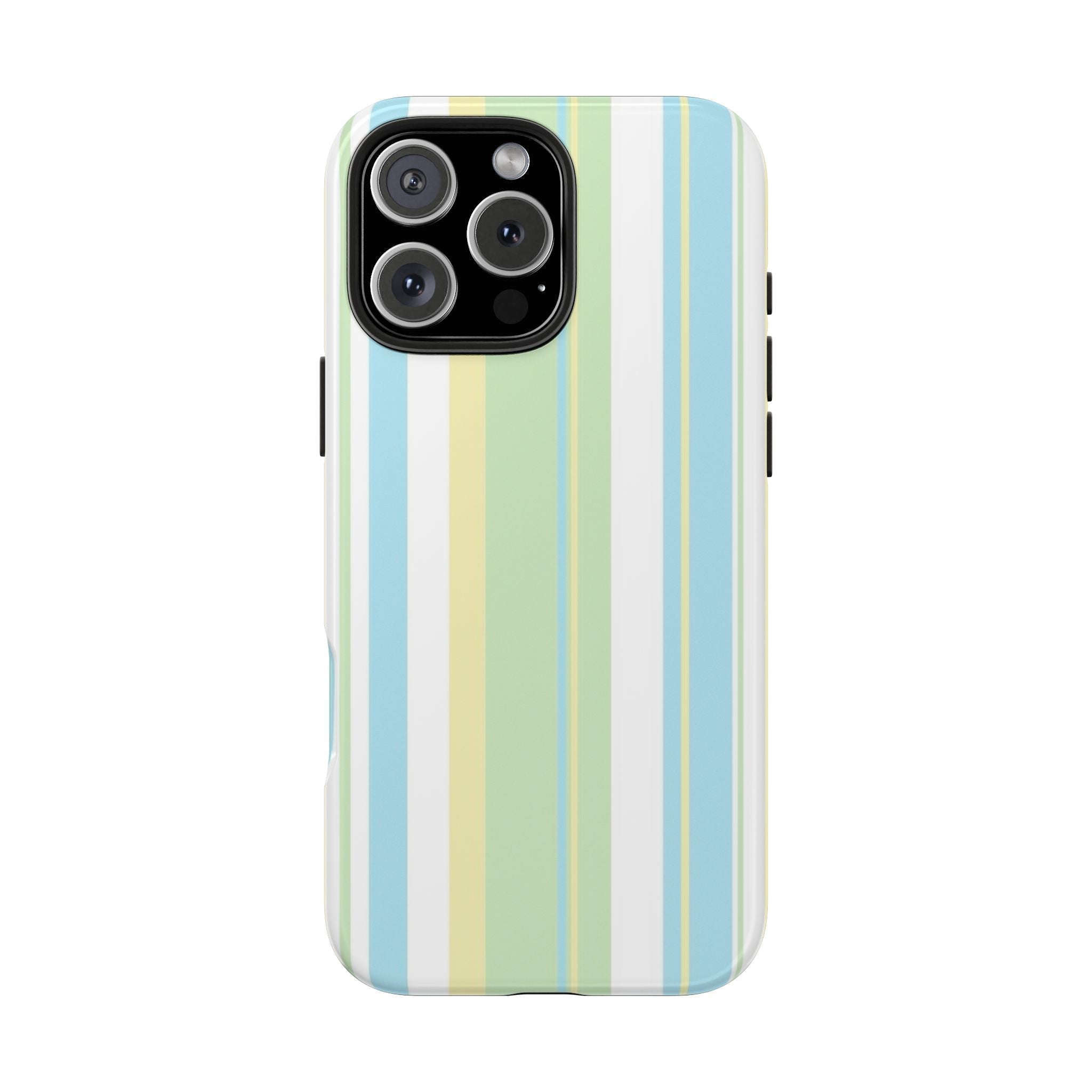 Pina Colada striped phone case, pastel vertical stripes with side button cutouts