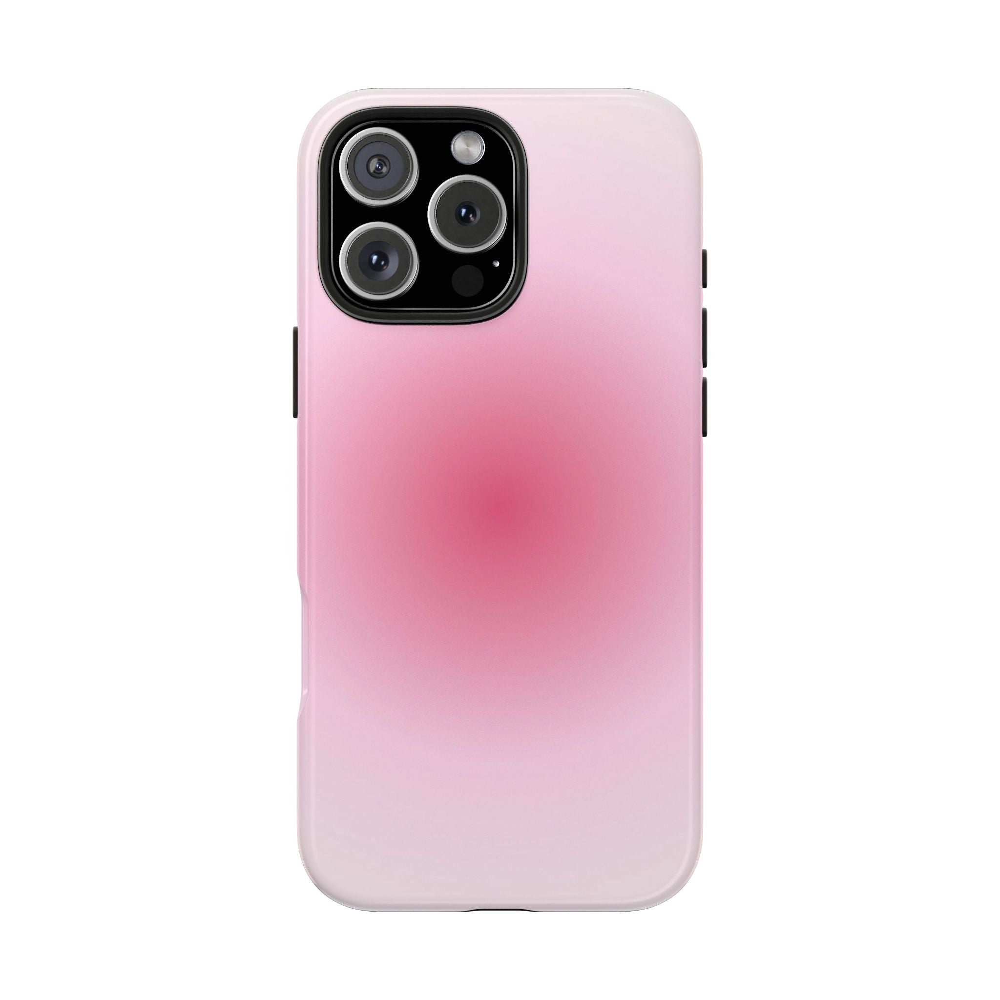 Pink aura phone case, smooth glossy back with camera lenses and access cutouts