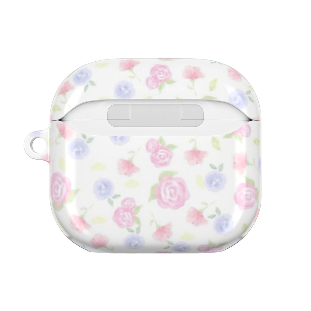 Pink floral AirPods case front panel with speaker slot and side loop