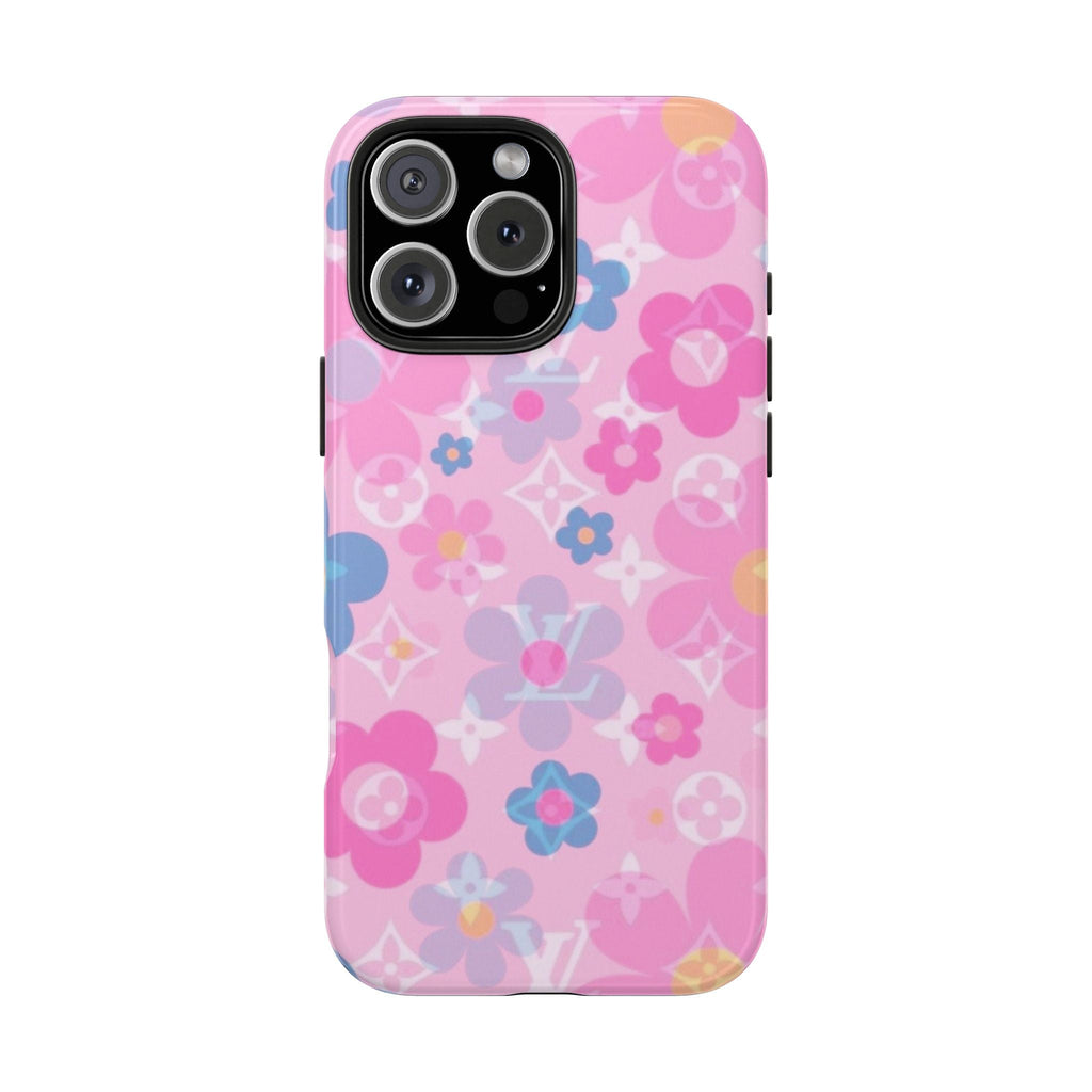 Pink floral daisy phone case with camera cutouts