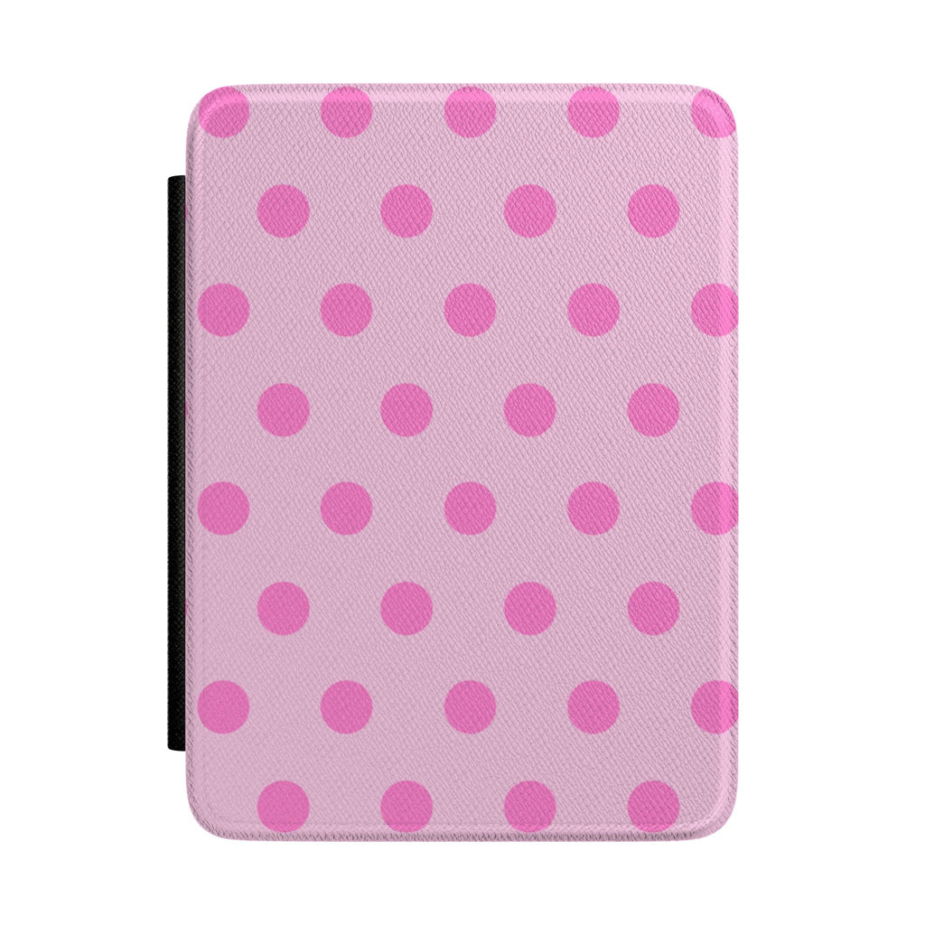 Pink polka dot hardcover Kindle case with side strap