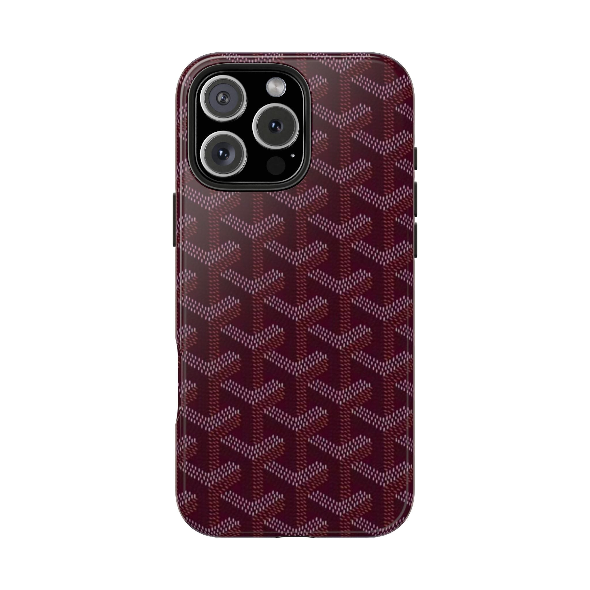 Plum patterned slim phone case with camera lenses and cutouts