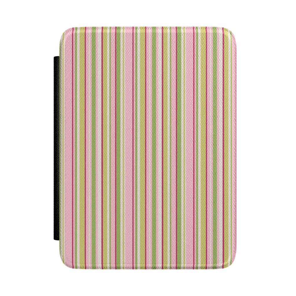 Poppy minimalist striped hardcover Kindle case with multicolor vertical stripes