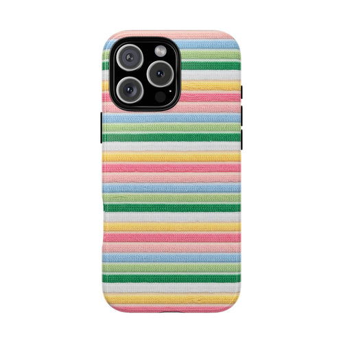 Multicolor horizontal striped phone case with camera and flash cutouts