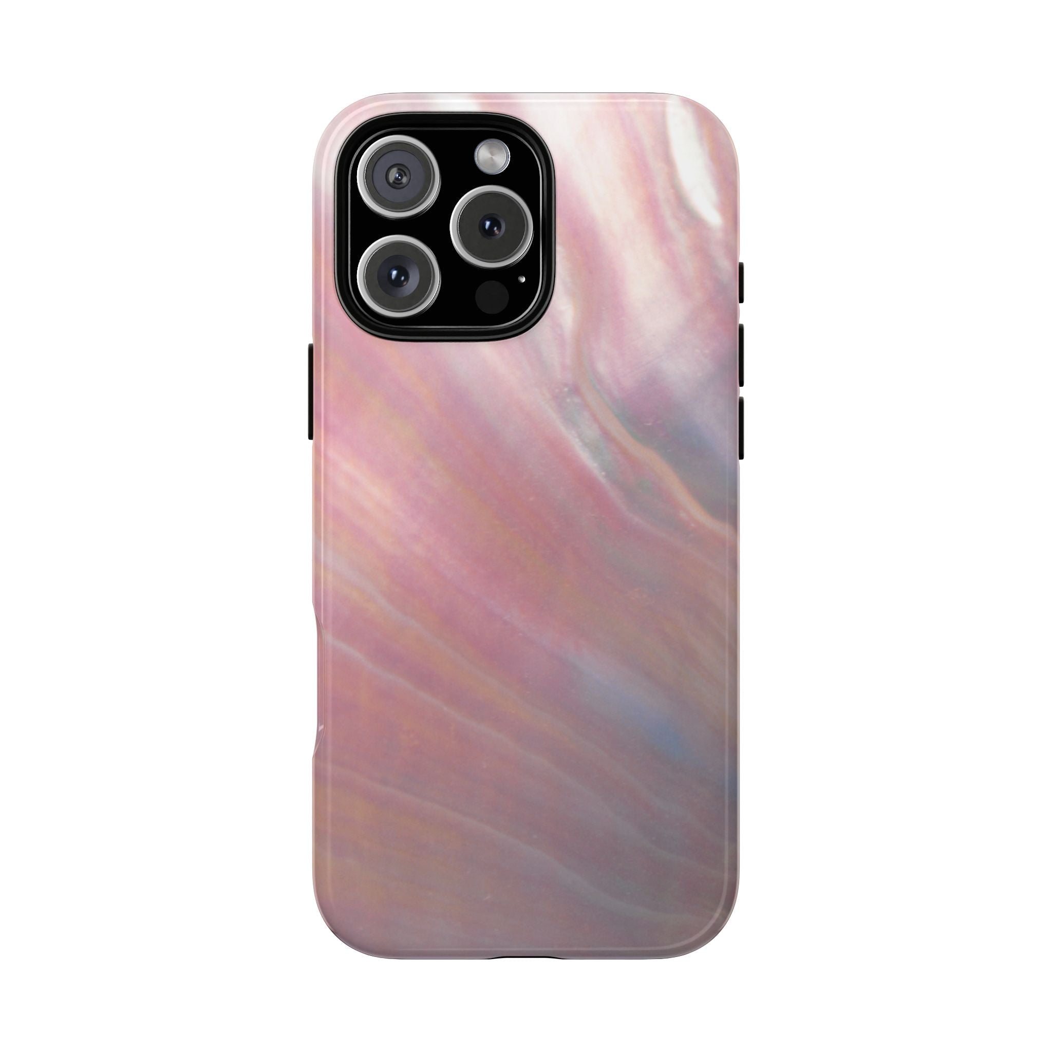Rose quartz pink marble phone case, triple camera cutout and flash opening