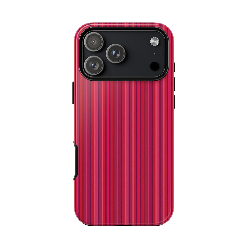 ROUGE STRIPES phone case, vertical red stripe design with side cutouts
