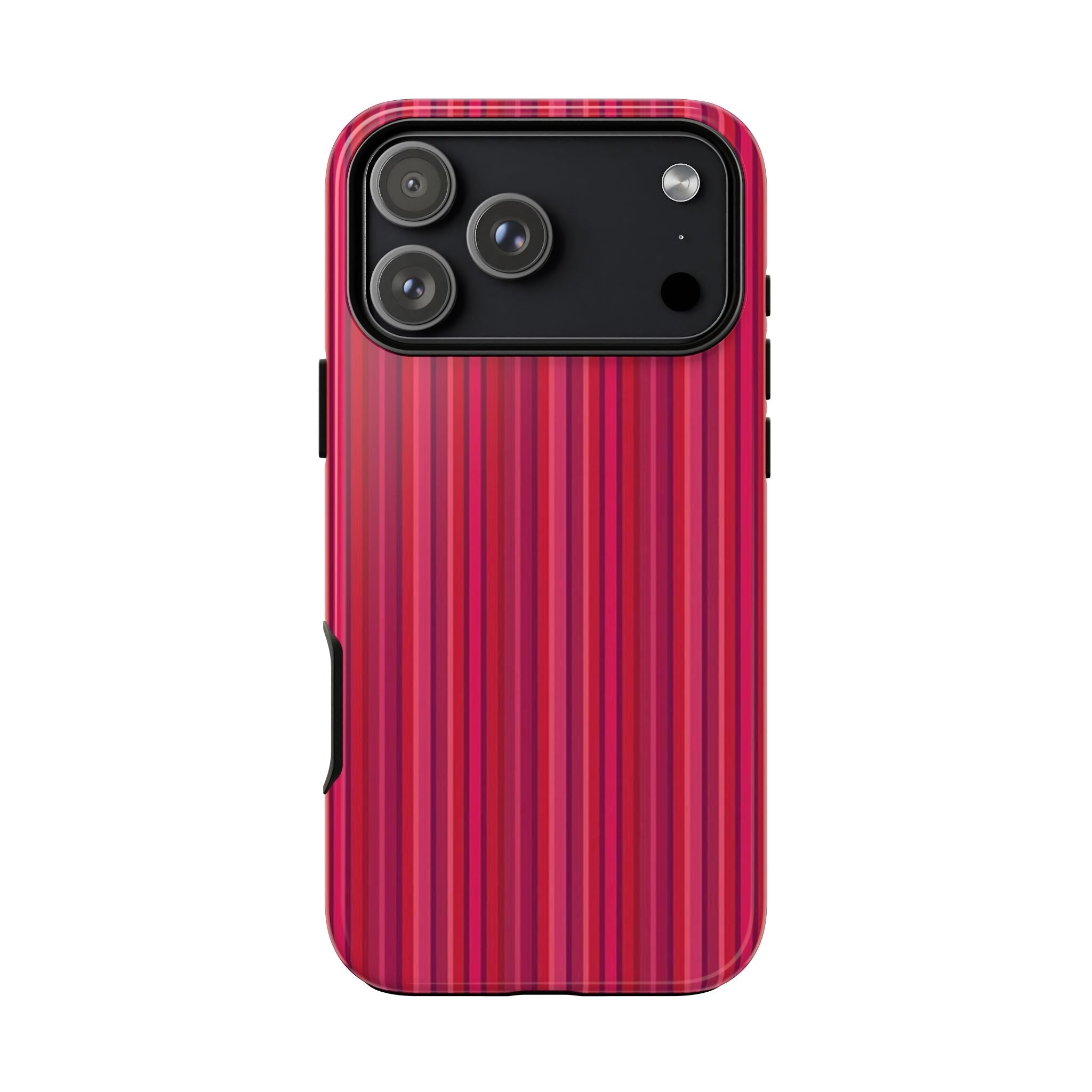 ROUGE STRIPES phone case, vertical red stripe design with side cutouts