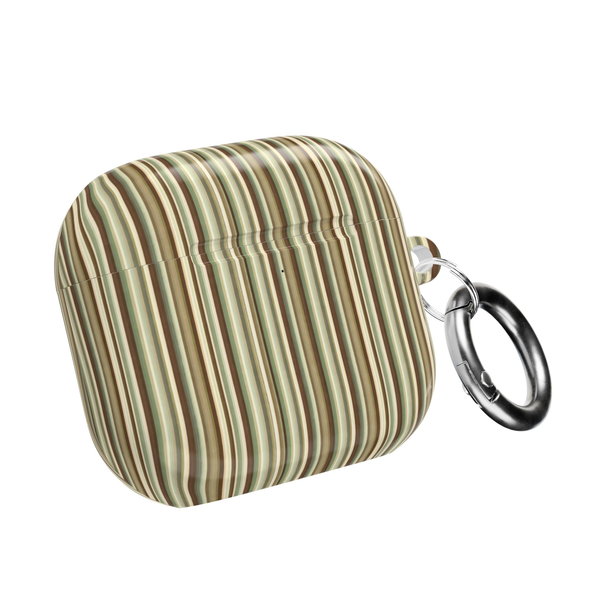 Scotland striped AirPod case, closed with metal keyring clip