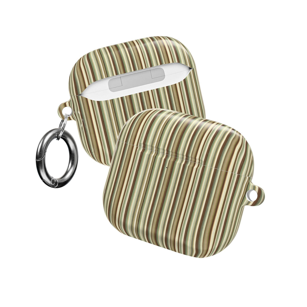 Scotland striped AirPod case, two-lid view with side button and keyring