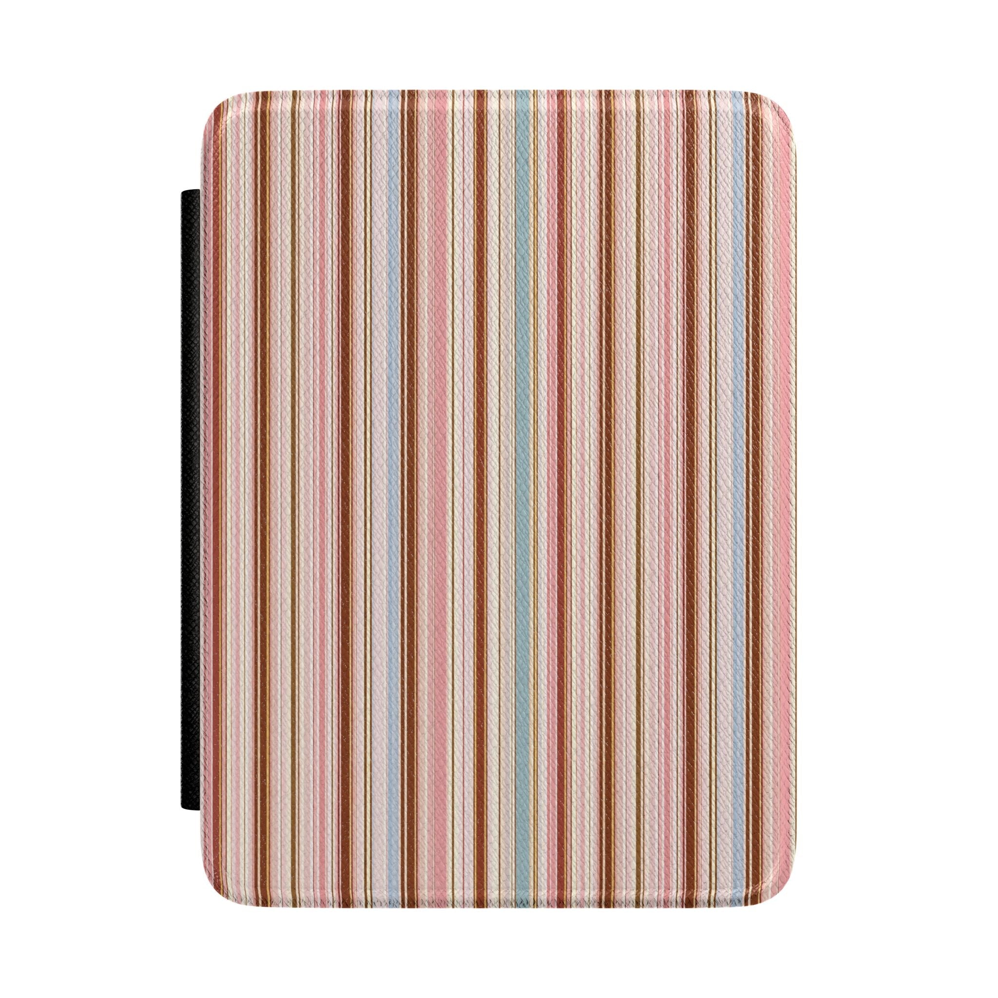 SOHO striped hardcover Kindle case with multicolor vertical bands and black spine cover
