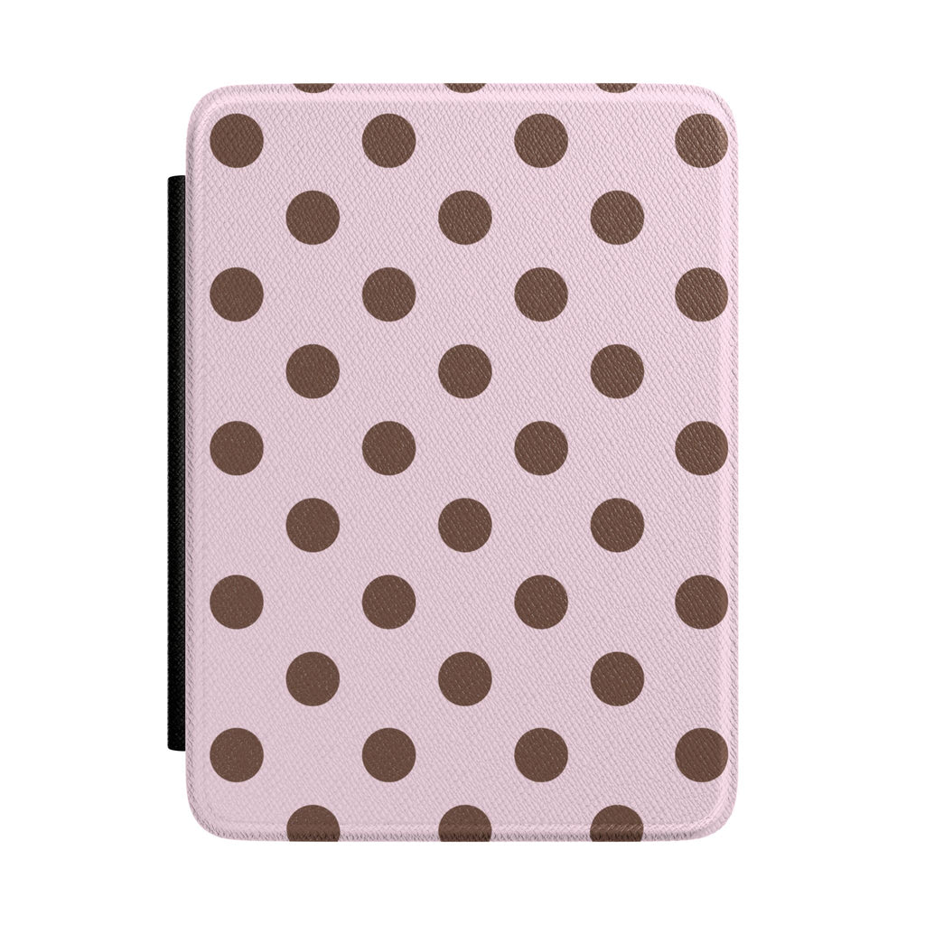 Sweet Cocoa polka dot hardcover Kindle case, pink with brown dots