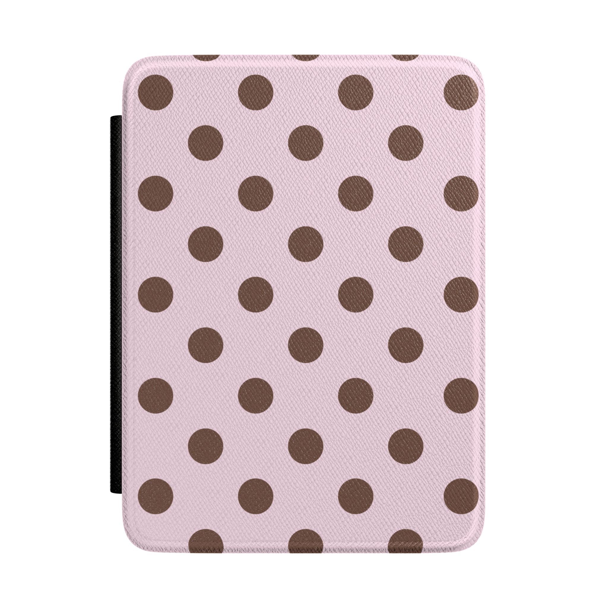 Sweet Cocoa polka dot hardcover Kindle case, pink with brown dots