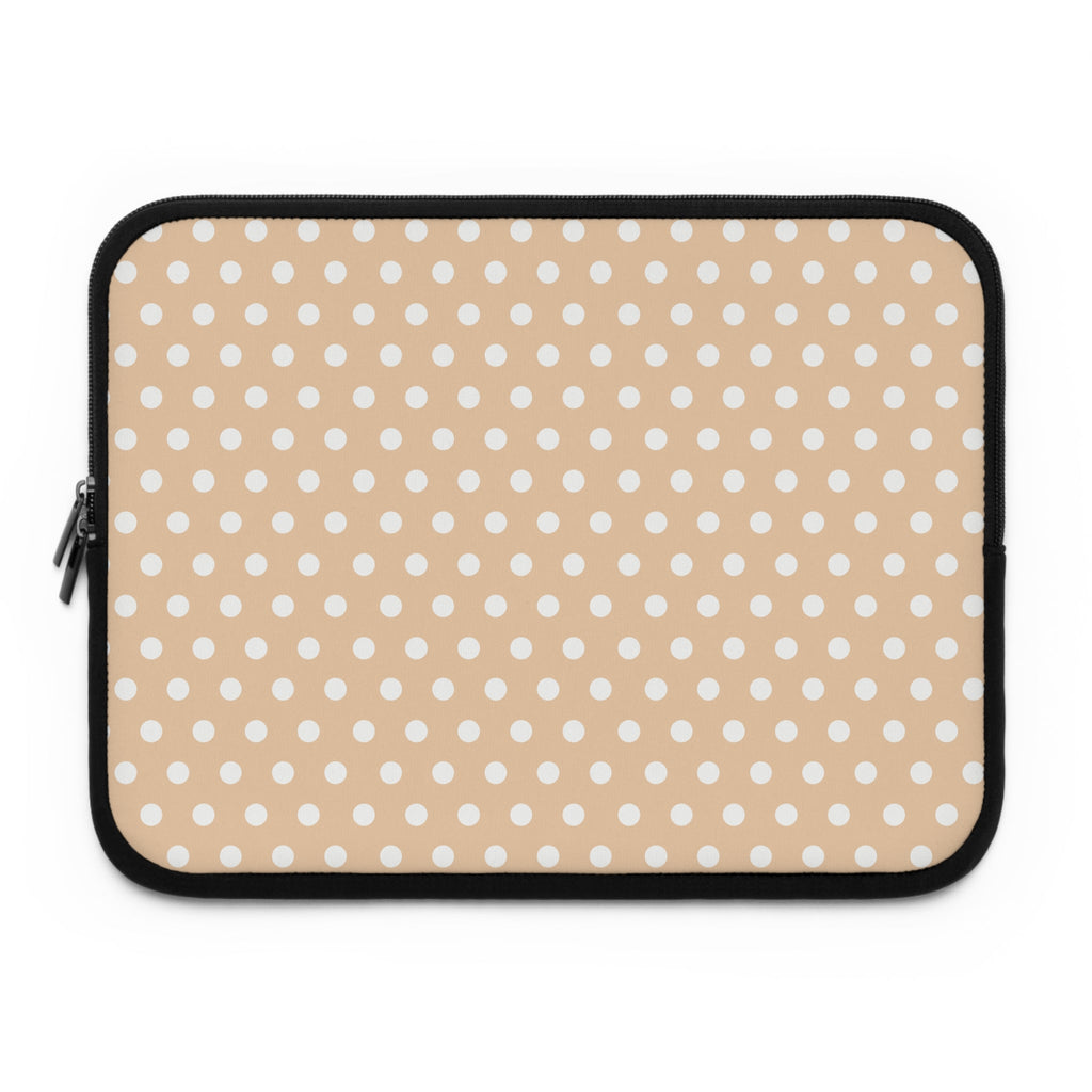 Vanilla polka dot neoprene sleeve with black zipper border