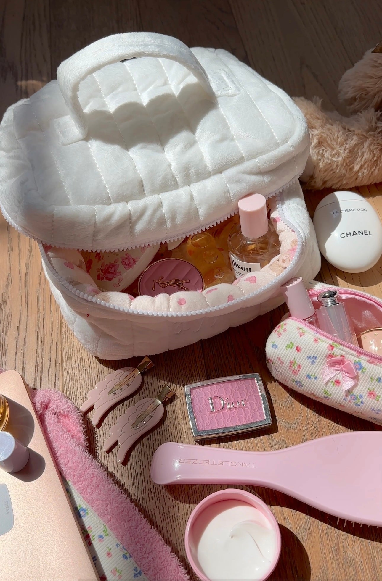 SNOW WHITE CLOUD TEDDY VANITY MAKEUP PINK TEDDY BEARS BAG – AYJAY