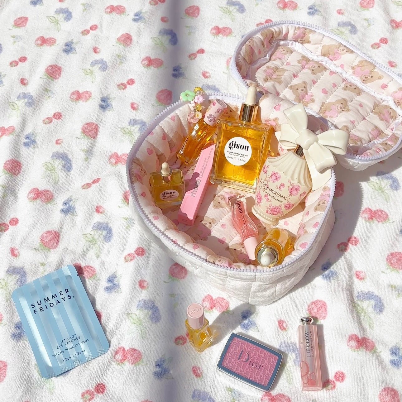 SNOW WHITE CLOUD TEDDY VANITY MAKEUP PINK TEDDY BEARS BAG – AYJAY