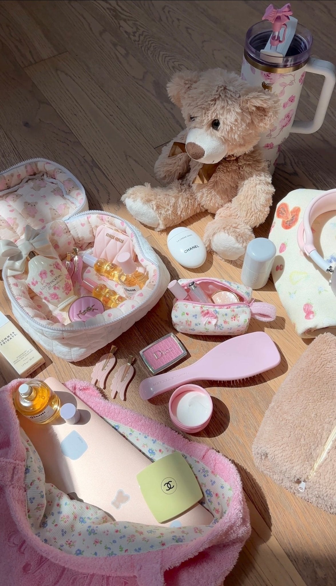 SNOW WHITE CLOUD TEDDY VANITY MAKEUP PINK TEDDY BEARS BAG – AYJAY