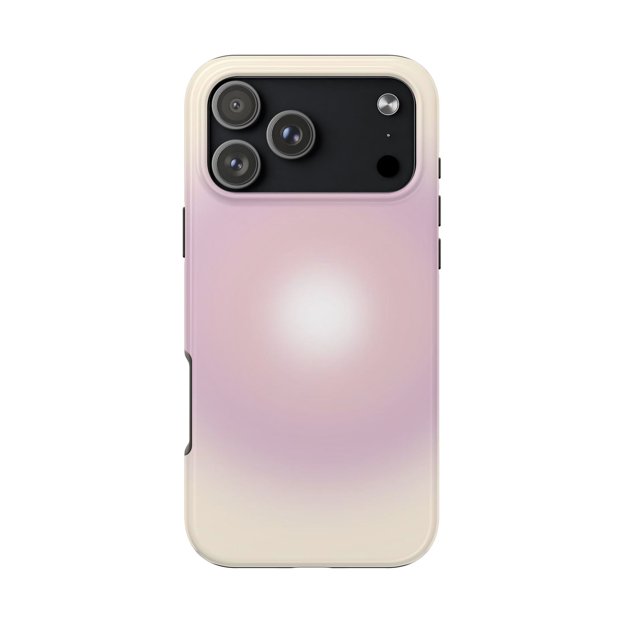 Yellow aura phone case with pastel gradient finish, raised camera cutout, matte-like look