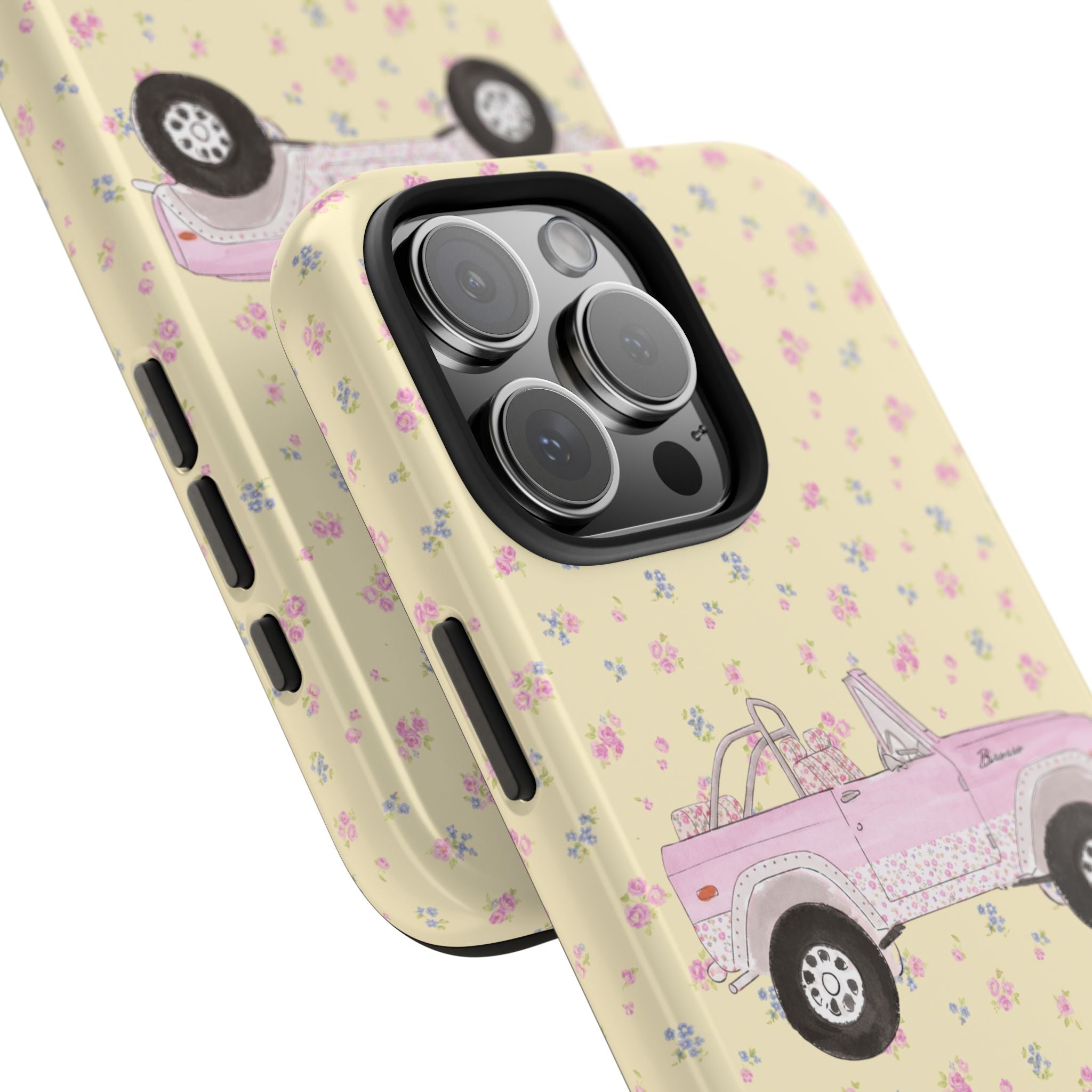 YELLOW DITSY FLORAL PINK VINTAGE BRONCO PHONE CASE – AYJAY