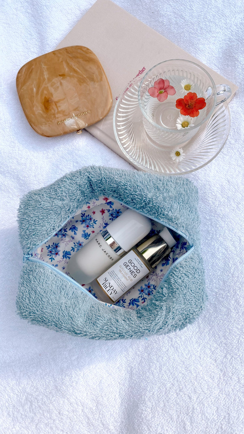 BLUE TEDDY FLORAL MAKE-UP BAG-AYJAY