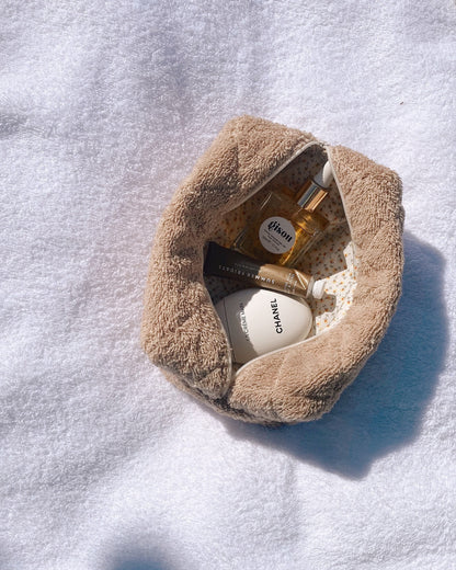 CAMEL TEDDY + FLORAL MAKE-UP BAG-AYJAY